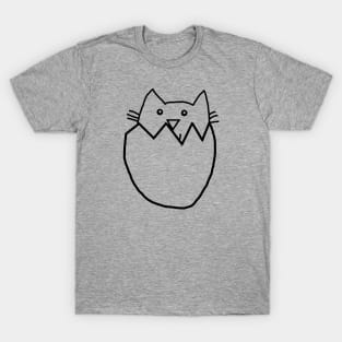 Minimal Kitty Cat Hatching from Easter Egg T-Shirt